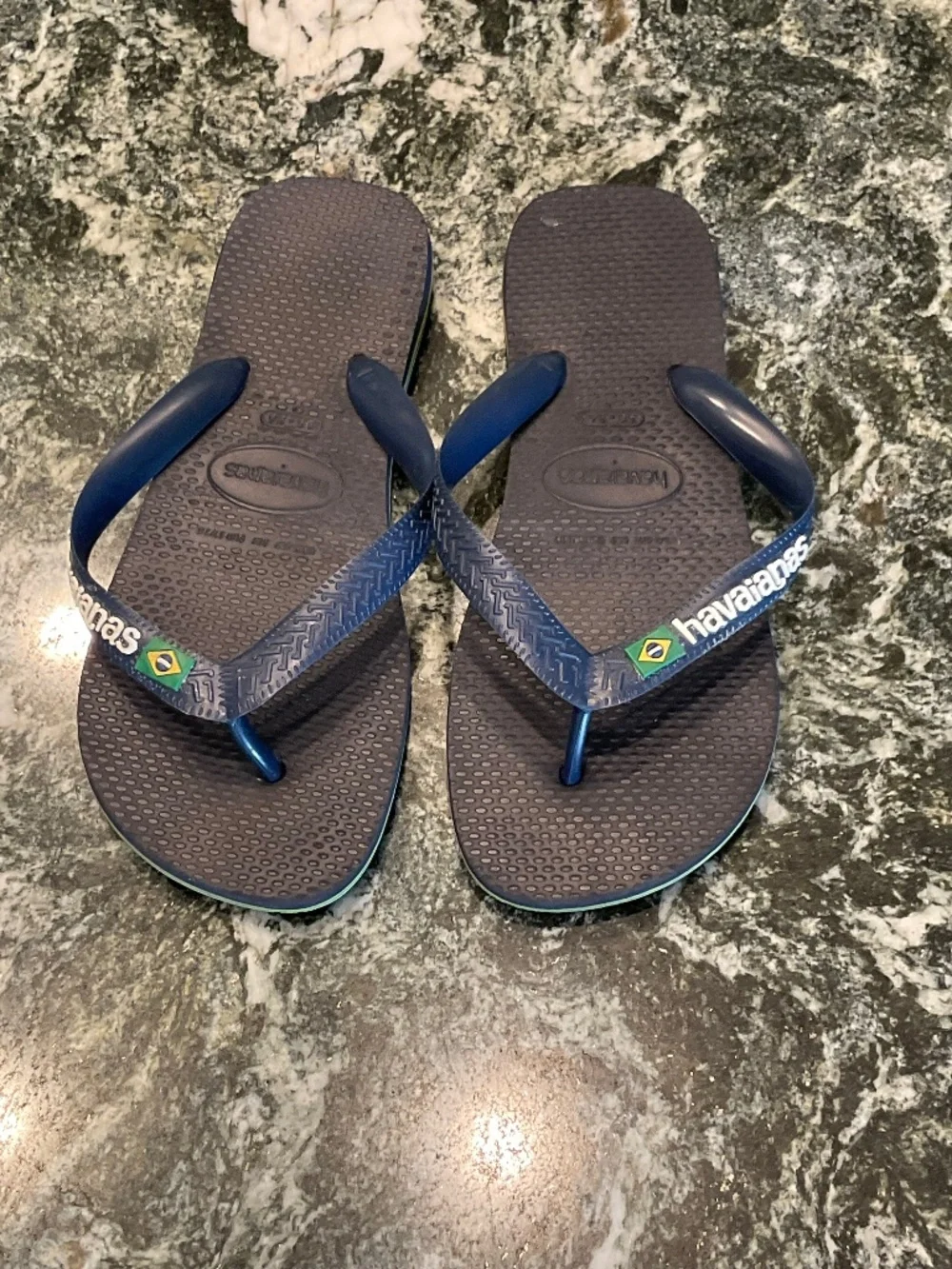 Navy Havaianas with Brazil Flag Size 5-6 (35-36)